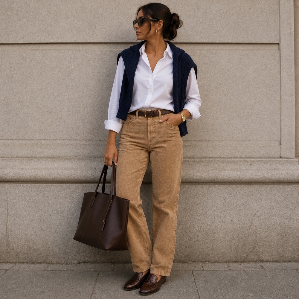 Quince Organic Cotton Corduroy Straight Leg Pants 10 Warm Brown Wardrobe Capsule